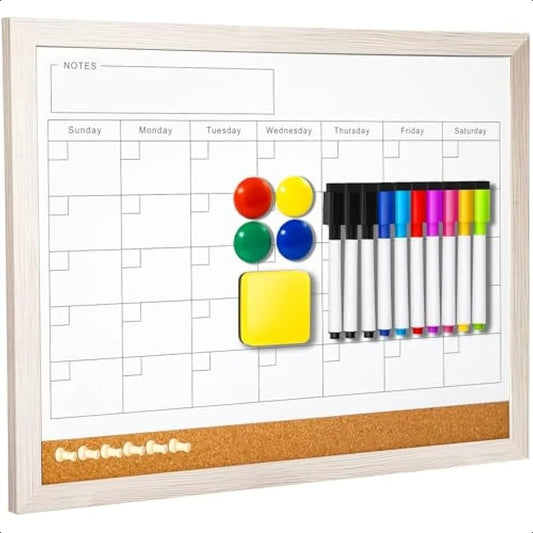 Dry Erase Calendar Whiteboard – 17×13″ Magnetic Reusable Monthly Planner for Home, Office & Classroom
