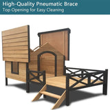 Wooden Large Dog House (43.3"L × 69.9"W × 32.7"H) – Extreme Outback Log Cabin Weatherproof Outdoor Kennel with Elevated Base