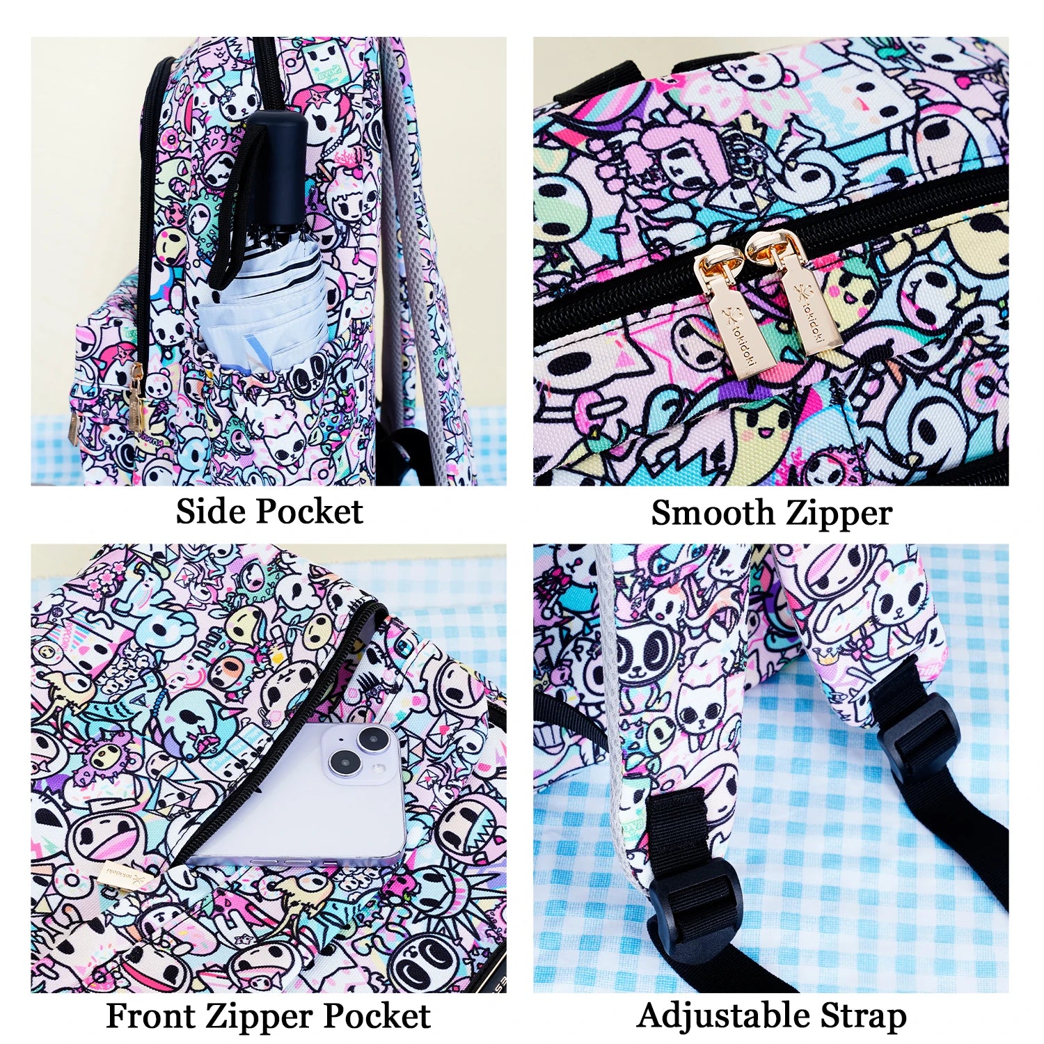 Tokidoki Unicorno Canvas Backpack – Large Capacity Cartoon Laptop Backpack for School, Travel & Office Use