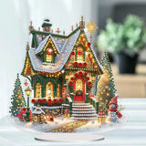 Acrylic Christmas House Diamond Painting Kit – 5D DIY Holiday Tabletop Ornament for Festive Home & Bedroom Décor