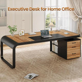 🖥️ 70.9" Executive Office Desk – Computer Desk with Drawers, File Cabinet, Removable Shelves & Power Outlet