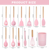 12-Piece Silicone Cooking Utensils Set with Wooden Handles – Non-Stick Spatulas, Spoons & Ladles