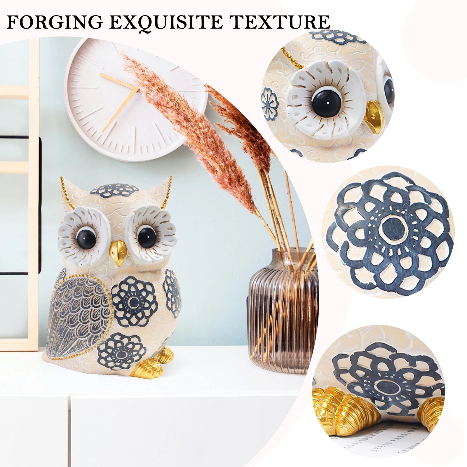 Resin Owl Sculpture Set – Cute Decorative Bird Figurines for Desktop, Home & Office Art Décor