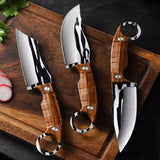 3Pcs Forged Stainless Steel Kitchen Knife Set – Thin Blade Meat Cleaver & BBQ Cutting Knives