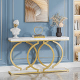 Tribesigns 55" Gold Console Table – Modern Faux Marble Entryway & Sofa Table | Narrow Long Accent Table for Hallway or Living Room