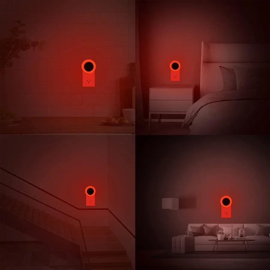 6-Pack Red LED Plug-in Night Lights – Auto Dusk-to-Dawn Sensor Lights for Bedroom, Bathroom, Baby Room, Hallway & Stairs