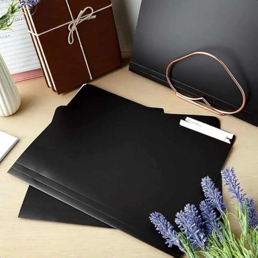 Black File Folders – 12-Pack Letter Size Plastic 3-Tab File Folders for Home, Office & School 🗂️