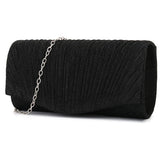 Women’s Fold Glitter Envelope Clutch – Shiny Silver Pleated Evening Bag with Chain Strap for Weddings & Parties