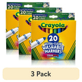 Crayola Ultra-Clean Washable Broad Line Markers – 20-Count 3-Pack (Back to School Classic Colors)