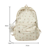 Floral Print Backpack with Decorative Pendant – Large Capacity Girls College & School Travel Bookbag