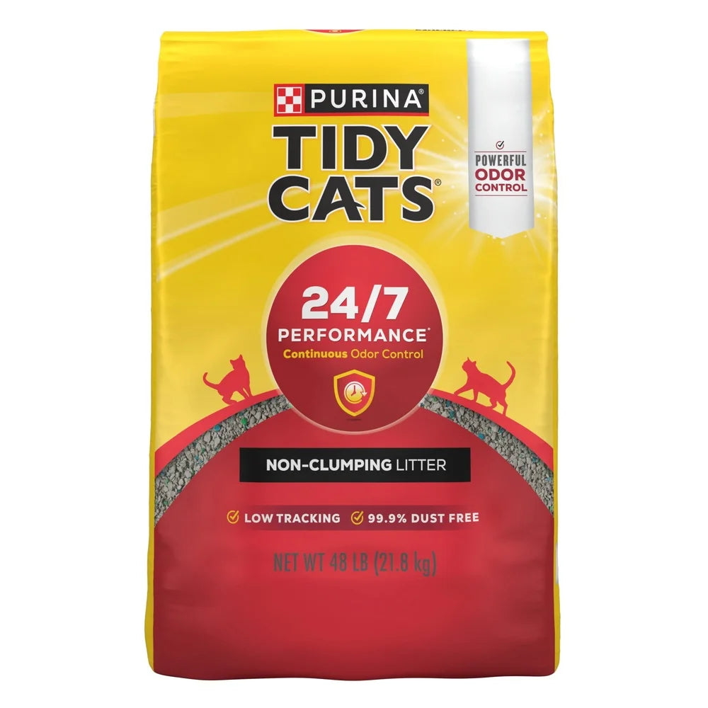 Non-Clumping Cat Litter – 24/7 Odor Control, Low-Dust Clean Linen Scent, 48lb Bag, 99.9% Dust-Free Multi-Cat Formula