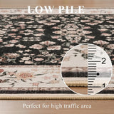 Vintage Floral Washable Area Rug – Soft Low-Pile Non-Slip Carpet for Living Room & Bedroom