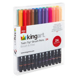 Pro Twin Tip Brush Pens – 24 Assorted Water-Based Colors for Lettering, Doodling & Illustration