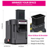 Lecon Chef 3-in-1 Electric Food Processor – Vegetable Dicer, Chopper & Slicer with 3 Stainless Steel Blades