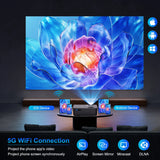 5G Wi-Fi Projector with Screen – Native 1080p, 15 000 LM Brightness, Bluetooth, Supports 300″ Display