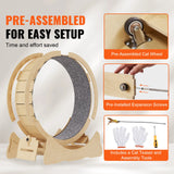 VEVOR Cat Exercise Wheel – Natural Wood Silent Running Treadmill with Detachable Carpet, Roller Wheel for Pet Fitness (