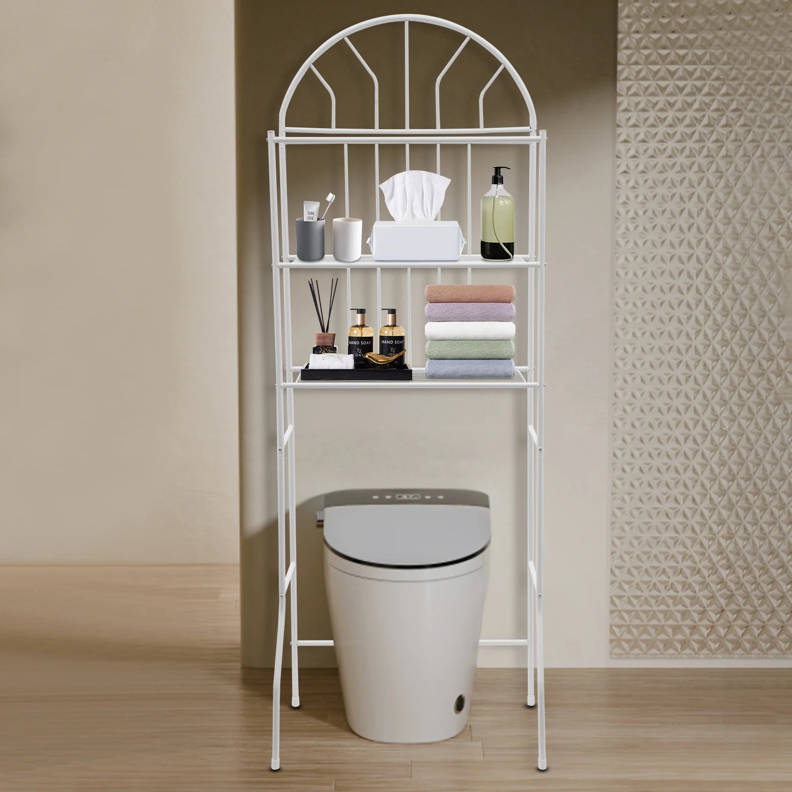3-Tier Over The Toilet Storage Rack – Freestanding Metal Bathroom Shelf, Space-Saver Organizer