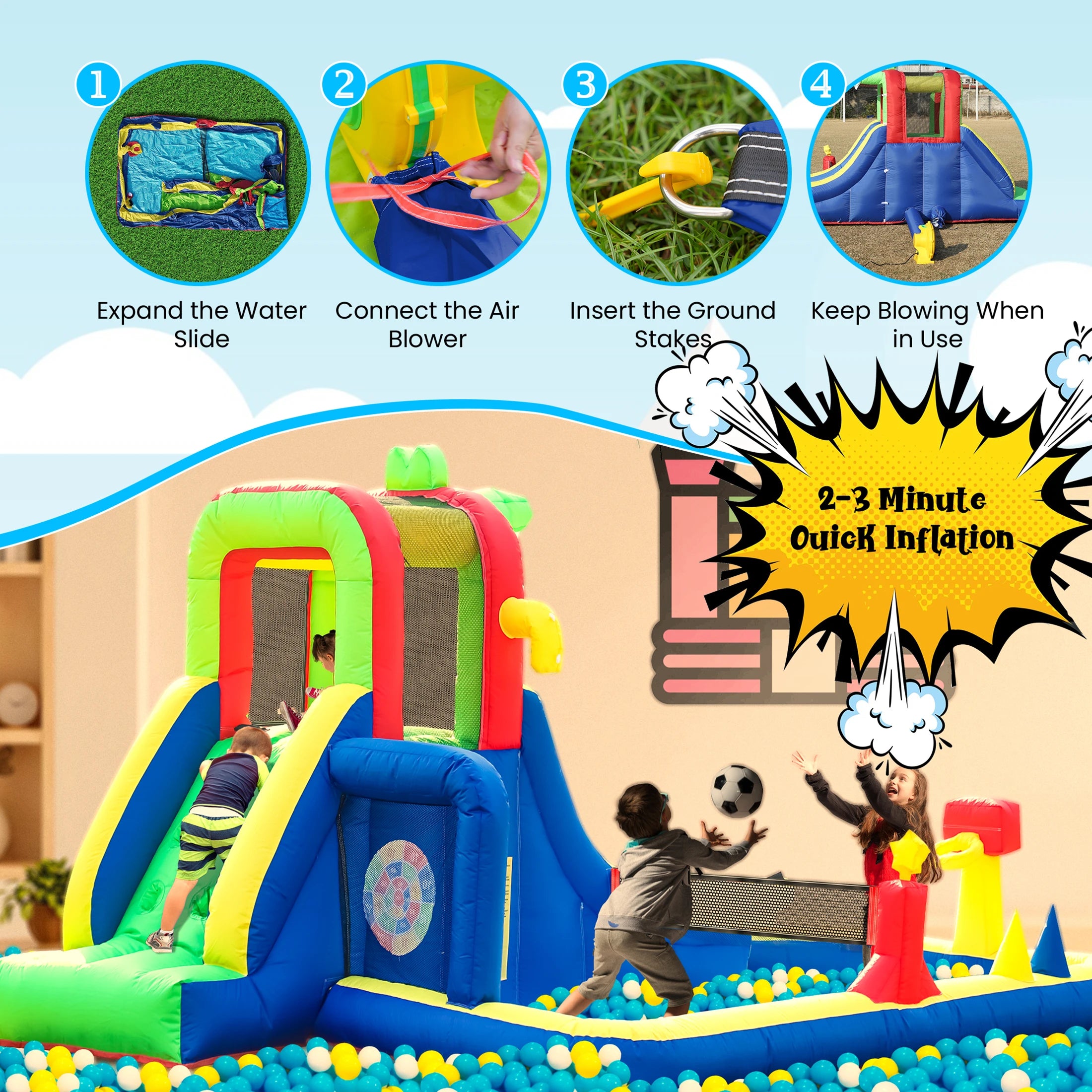 8-in-1 Crocodile Inflatable Water Slide Park – Backyard Wet & Dry Adventure for Kids
