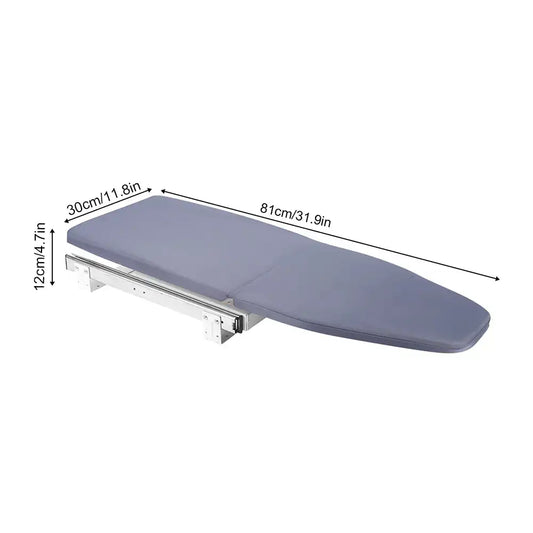 Foldable Ironing Board – Cabinet Mount Push & Pull Ironing Table with Sturdy Metal Frame, Space-Saving Gray Design (80 × 29.5cm / 31.5 × 11.6in)