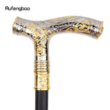 Golden & White Wolf Head Walking Cane – 93cm Fashion Gentleman’s Stick with Flower Totem Relief 🐺🌸