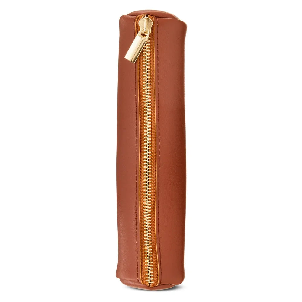 Simulated Leather Pencil Pouch – Zippered Case for Pens, Pencils & Highlighters