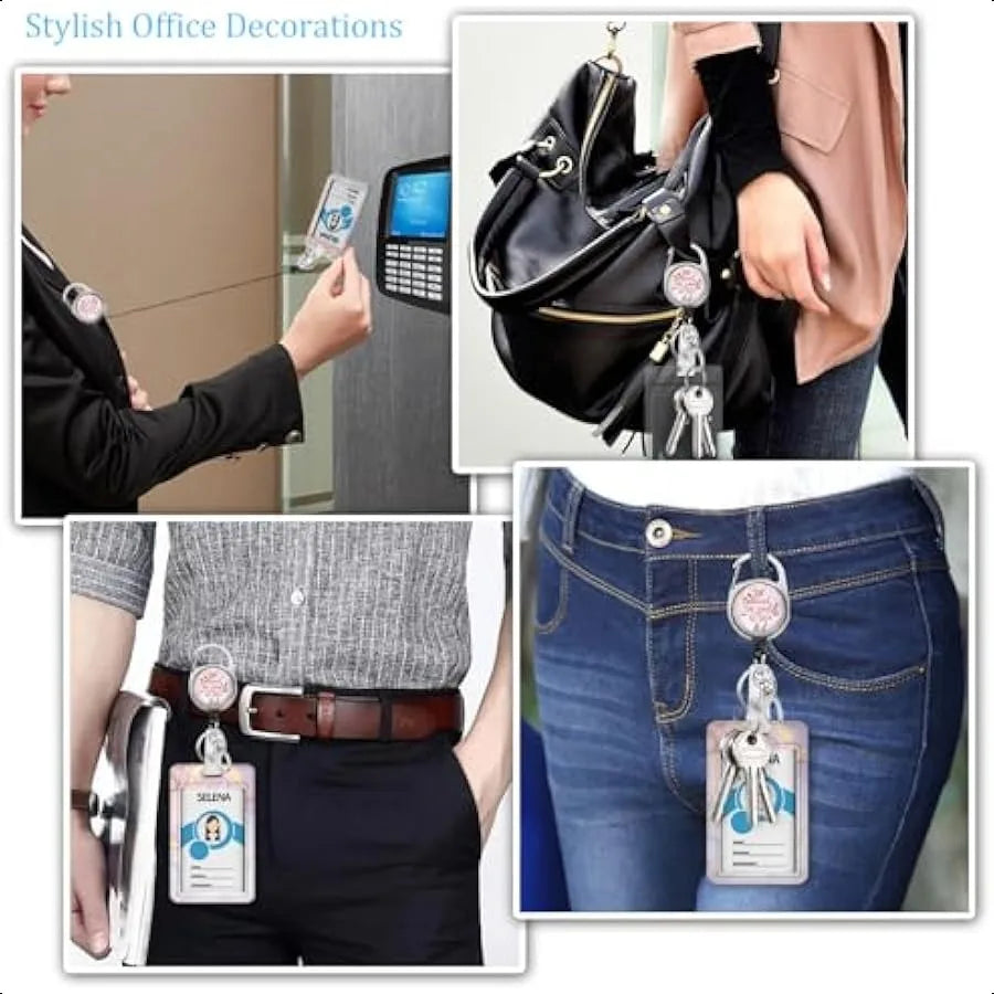 🌟 Women’s Inspirational Badge Holder – Retractable Reel ID Card Holder with Heavy Duty Clip & Vertical Name Tag Design