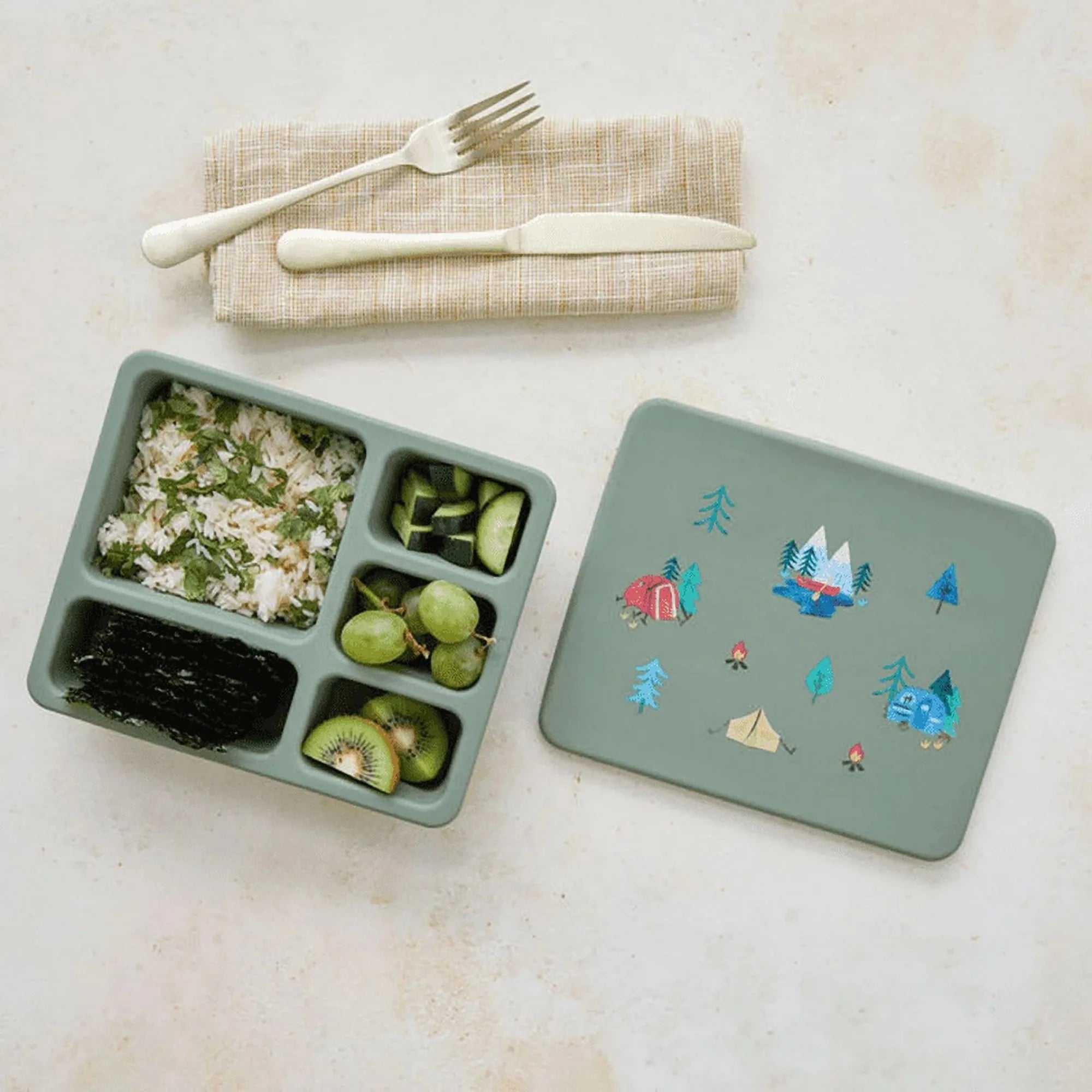 5-Compartment Silicone Bento Lunch Box – Leak-Proof Kids & Toddler Food Container, Food-Safe Material