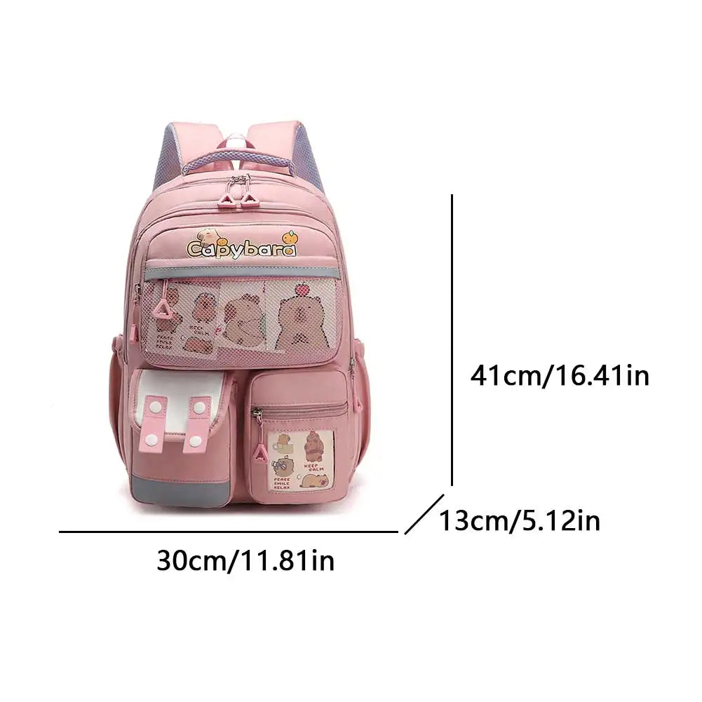 Kawaii Capybara Cartoon Backpack – Spacious, Lightweight & Water-Resistant
