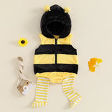 Lioraitiin Baby Bee Costume – Infant Sleeveless Hooded Romper with Long Socks Set, Newborn Halloween Outfit 0–24M