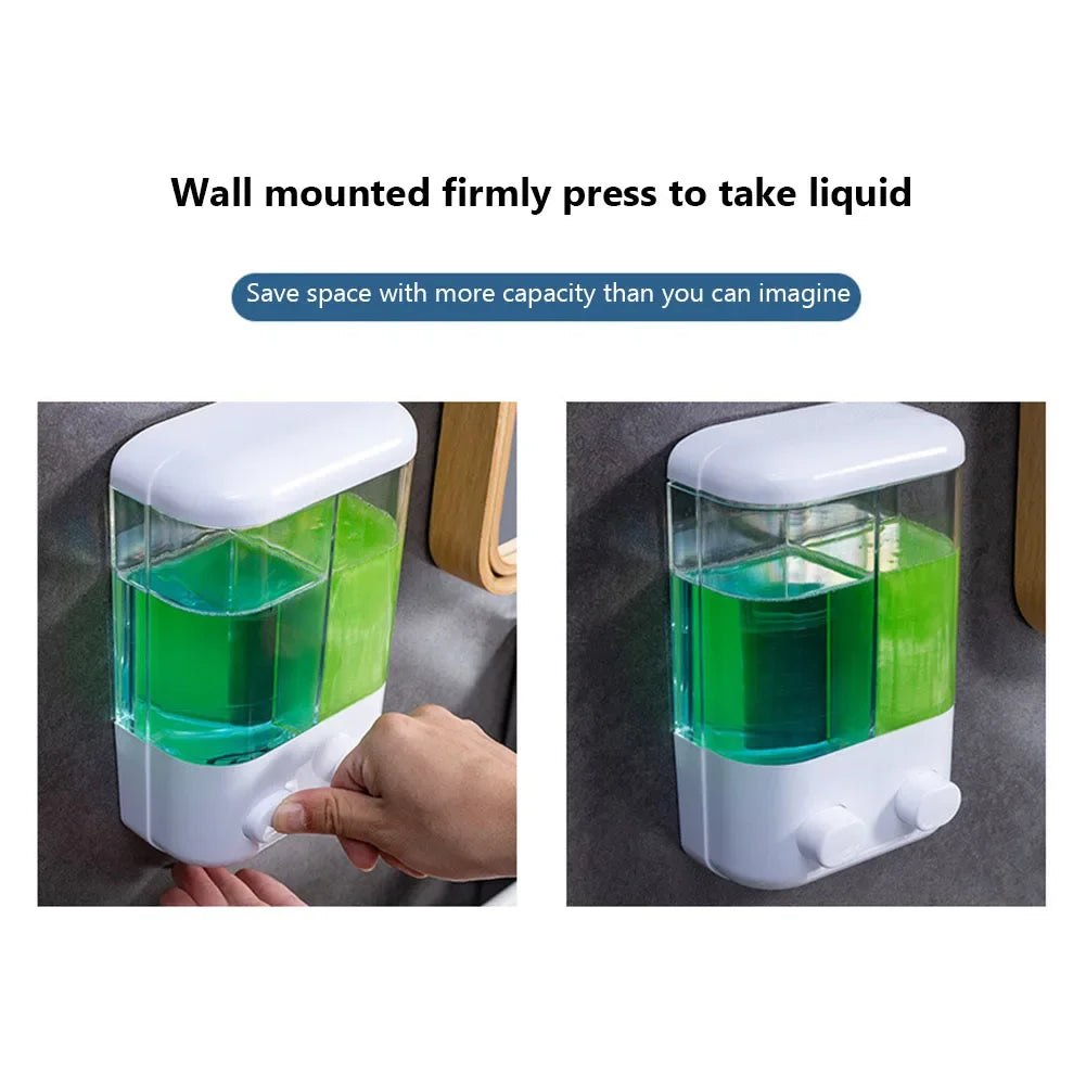 ABS Wall-Mounted Liquid Soap Dispenser – Single or Double Head Foam Hand-Wash & Shower Gel Pump