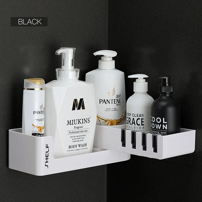 Corner Wall Shelf for Bathroom & Kitchen – Multi-Layer Corner Storage Rack with Shampoo Holder