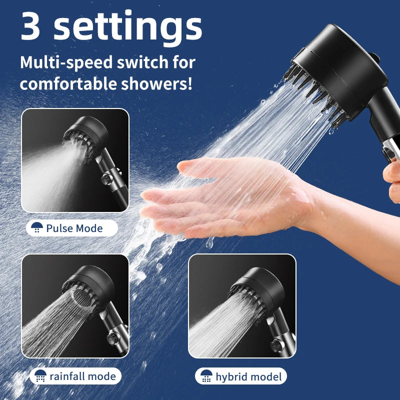 3-Speed Adjustable Shower Head – High-Pressure, Water-Saving Spray Modes