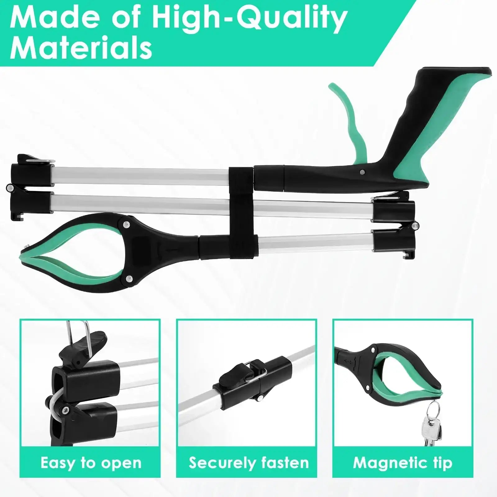 “Foldable Litter Picker Grabber Tool – 43" Telescopic Reach Reacher with Non-Slip Jaws”