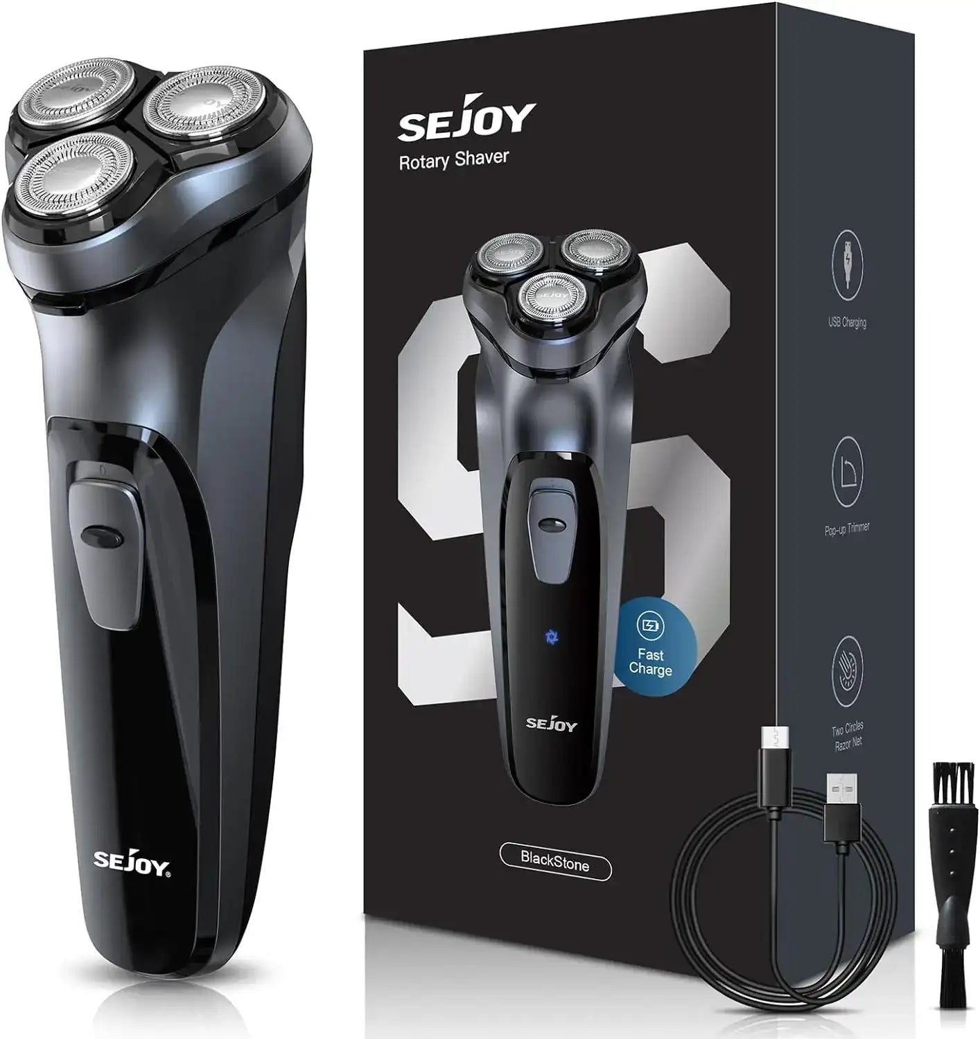 Sejoy 3D Rotary Electric Shaver – Wet & Dry Rechargeable Beard Grooming for Men & Gift-Perfect