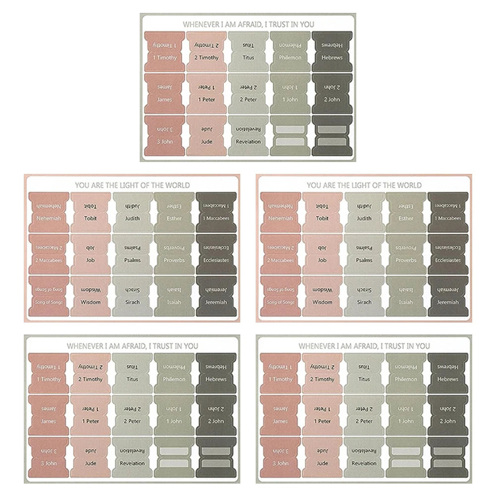 5-Sheet Bible Index Label Stickers – Self-Adhesive Tabs for Study & Reading
