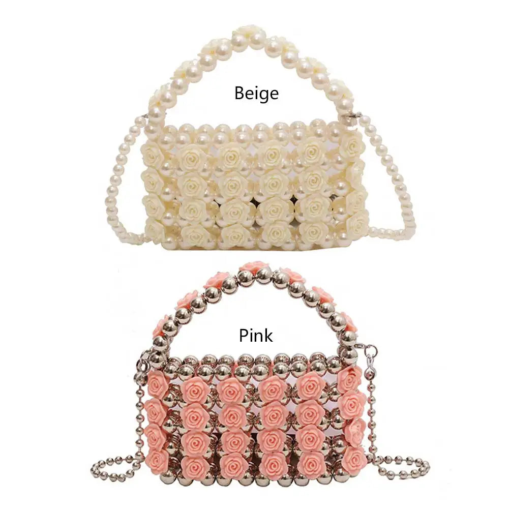 French Pearl Beaded Evening Clutch – Women’s Sweet Crossbody Bag for Weddings, Parties & Elegant Events