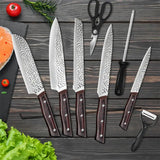 8-Piece Hammer-Pattern Chef & Santoku Knife Set – Premium Kitchen Cutting Blades