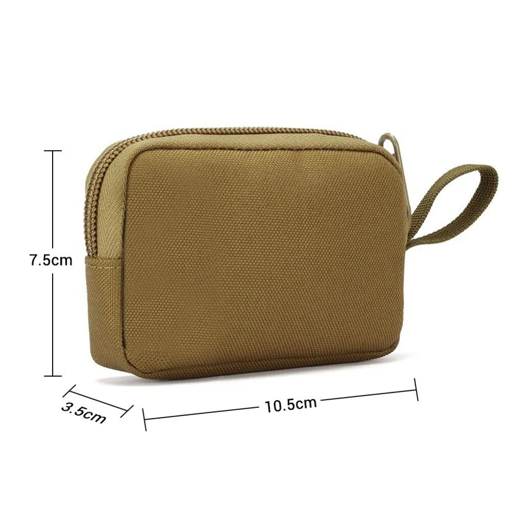 Tactical Small EDC Bag – Nylon Coin, Money & Key Pouch with Zipper Card Pocket & Outdoor Belt Pack