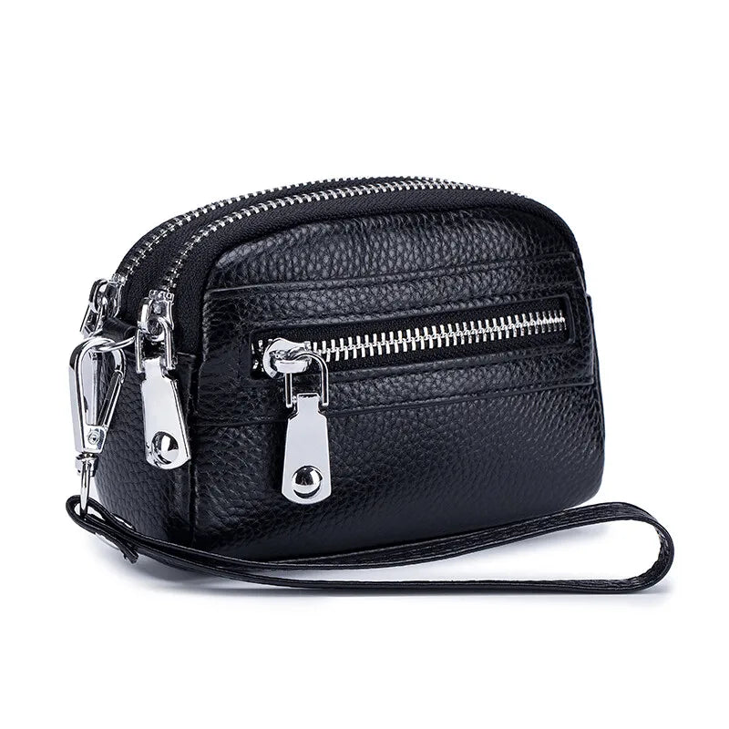 Women’s Genuine Leather Short Wallet – Large-Capacity Cowhide Purse, Female Clutch Handbag & Coin Holder
