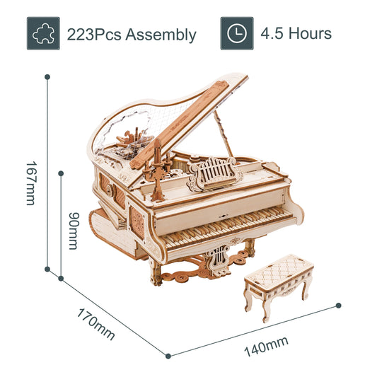 “Robotime Rolife Sunset Carnival Music Box – 3D Wooden Puzzle Ferris Wheel with Lights, DIY Home Decoration & Gift”