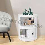 2-Tier Round Bedside Table – Large Capacity ABS Storage Nightstand for Bedroom, Office & Bathroom