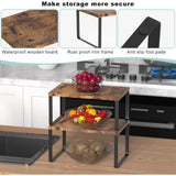 4-Pack Wooden Expandable Countertop Shelves – Stackable Organizer for Kitchen & Bathroom (Brown)