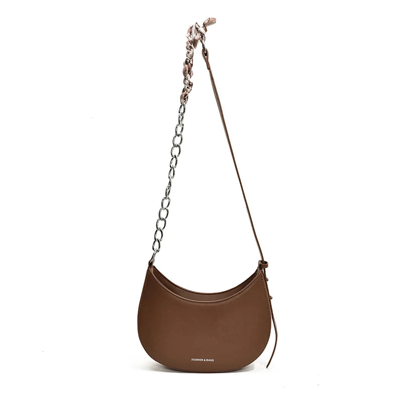 Women’s Crescent Hobo & Crossbody Bag – PU Leather Solid Colour Adjustable Strap for Work & Travel
