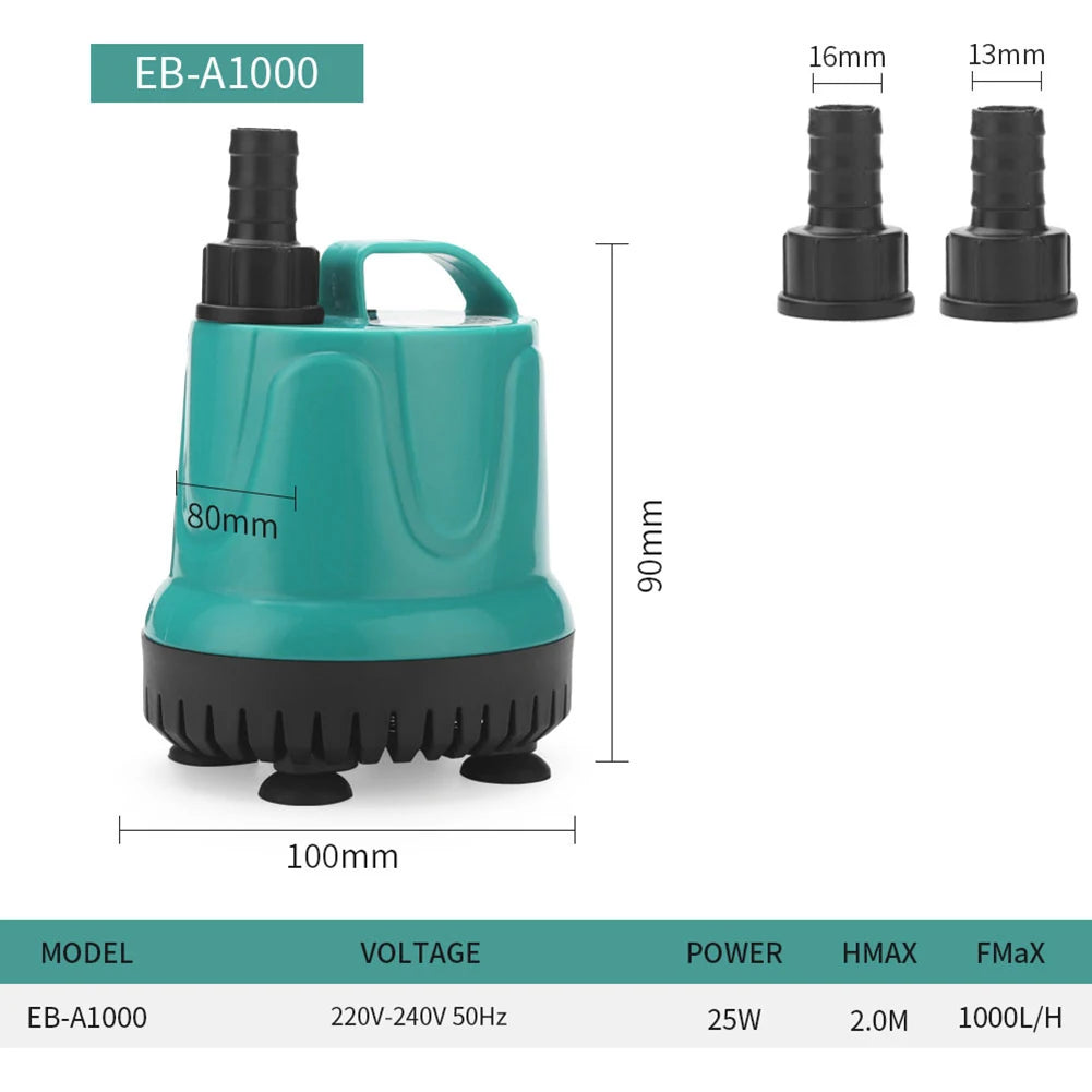 Ultra Quiet Submersible Water Fountain Pump – 40W/60W/90W Aquarium & Fish Pond Pump with Filter, 220V–240V