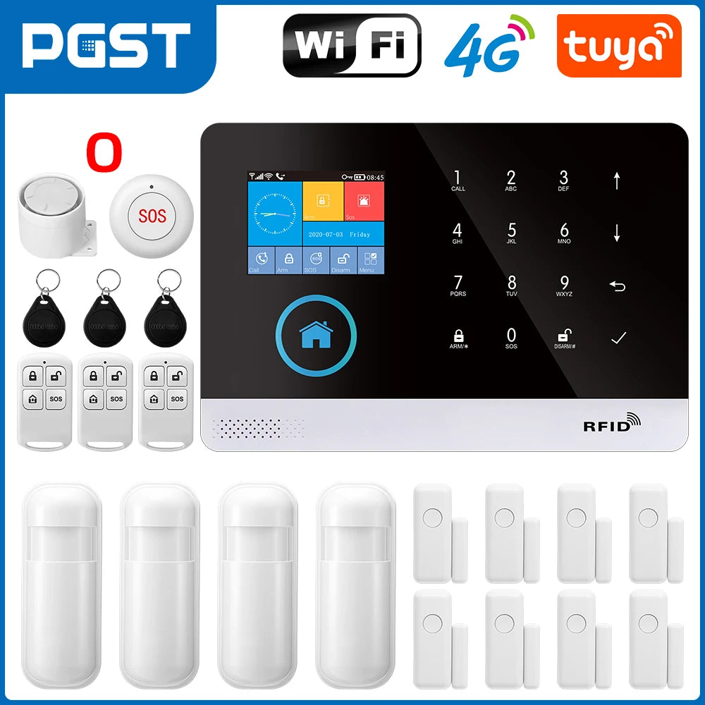 🏠 Wireless Home Security System – 4G & WiFi Alarm with Smart Life App Alerts, Door/Window & Motion Sensors