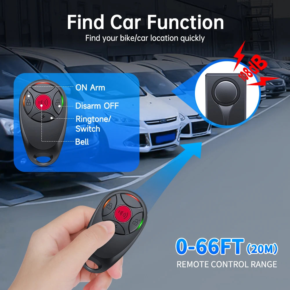 🚗 ELECPOW Wireless Car Vibration Alarm – 108dB Anti-Theft Alarm with Light for Car, Bike & Motorcycle Security