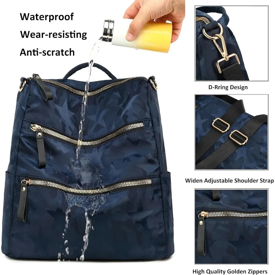 AO ALI Victory Women’s Nylon Backpack Purse — Anti-Theft Travel Shoulder Bag & Casual Daypack