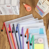 10PCS Mesh Zipper Pouch Set – Waterproof Plastic Document Bags for Travel, Office & Home Organization
