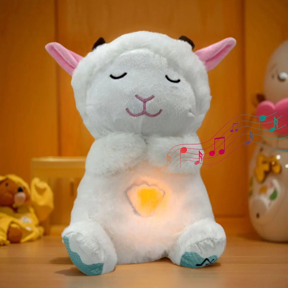 Cute Animal Baby Sound Machine – Musical Sleep Toy with Lights, Rhythmic Breathing Motion & Soothing Music for Newborns