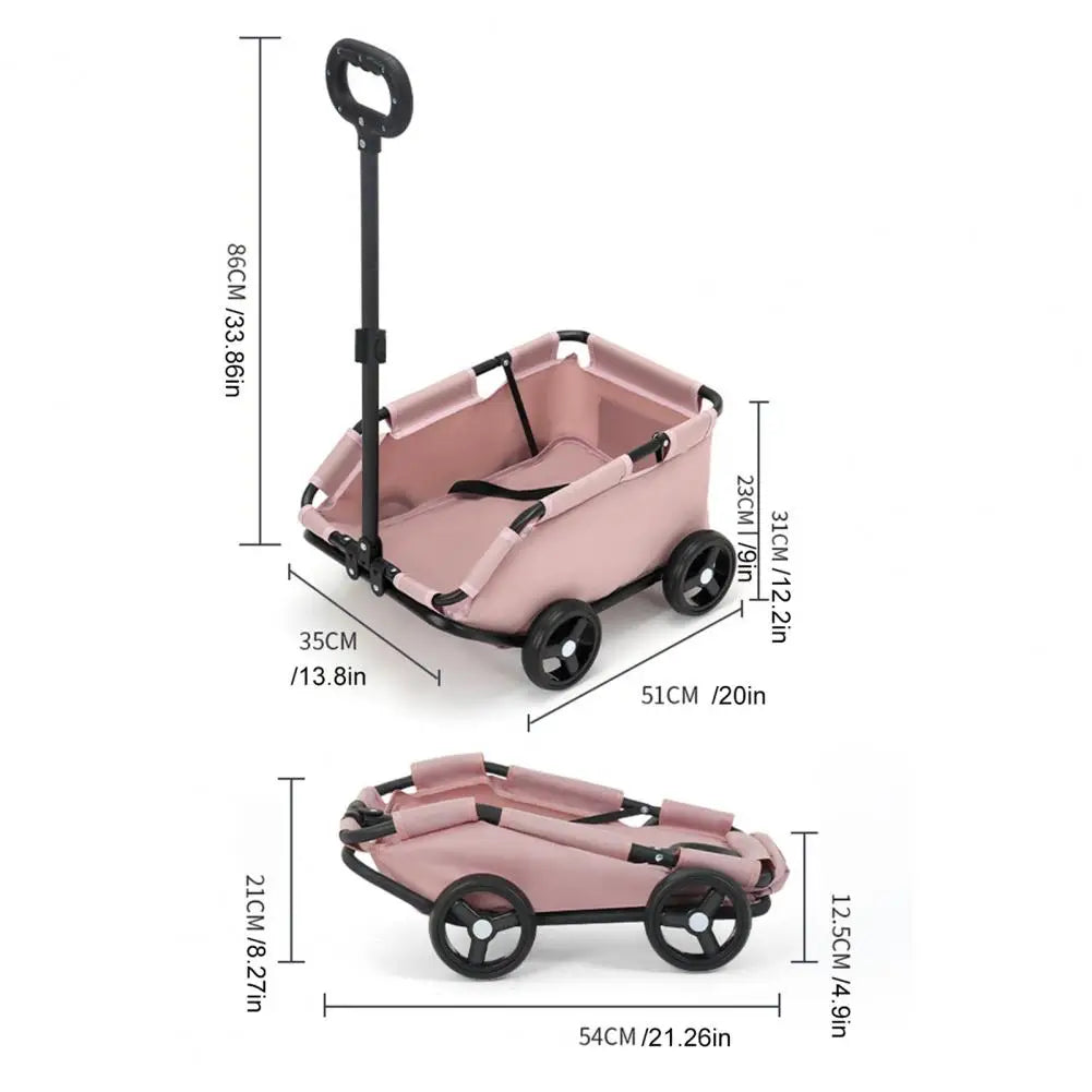 Safe Hair-Free Pet Carrier Stroller – 4-Wheel Folding Cart for Small Dogs & Cats, Travel, Shopping & Walking